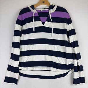 Southern Tide Hoodie Womens XL Blue White Purple Sailor Stripes Kangaroo‎ Pocket